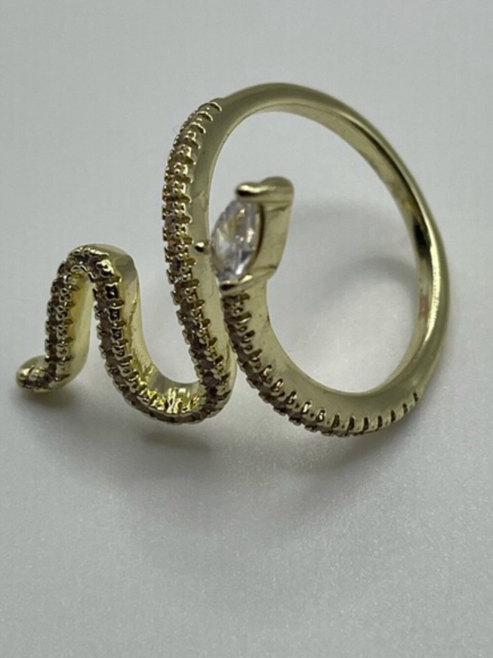 14K Gold Plated Swarovski Crystal Accented‎ Winding Snake Ring Size 6 - Picture 3 of 8